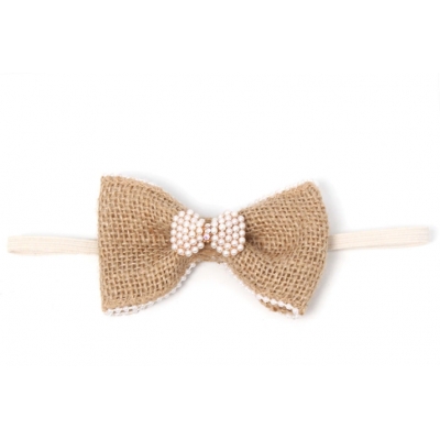 European and American vintage hand made linen bow children hair bands